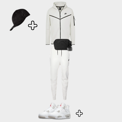Outfit Tech Fleece Blanc + Casquette Offerte